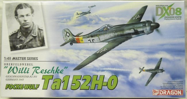 Dragon 1/48 Focke-Wulf TA-152 H-0 Willi Reschke - Geschwaderstab JG-301 German 1945 - (TA152HO), 5539 plastic model kit